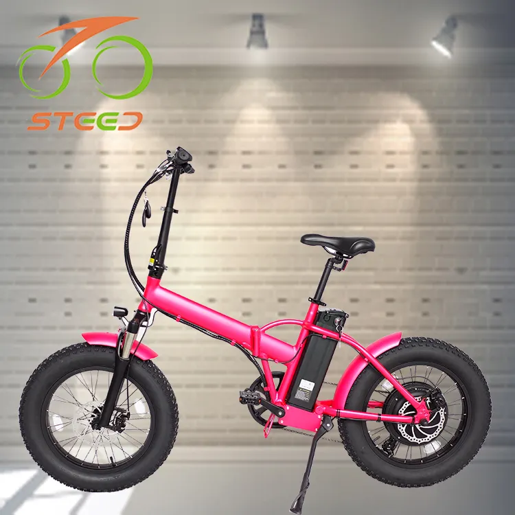 Vélo électrique pliant vert fat bike pour femmes, moteur essence