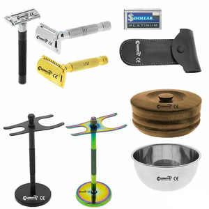 OFFRE SPÉCIALE GORAYA ALLEMAND TRADITIONNEL Rasage Rasoir De Sécurité Pinceau Lames En Acier Inoxydable Bol Kit Nouveau CE ISO APPROUVÉ - Product Image 1