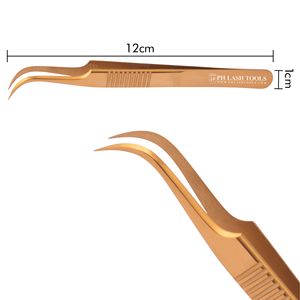 Wide Curved Tip Eyelash Extension Tweezer in Gold Color Private Label, Stainless Steel Curved Tip Eyelash Extension Tweezer - Product Image 5
