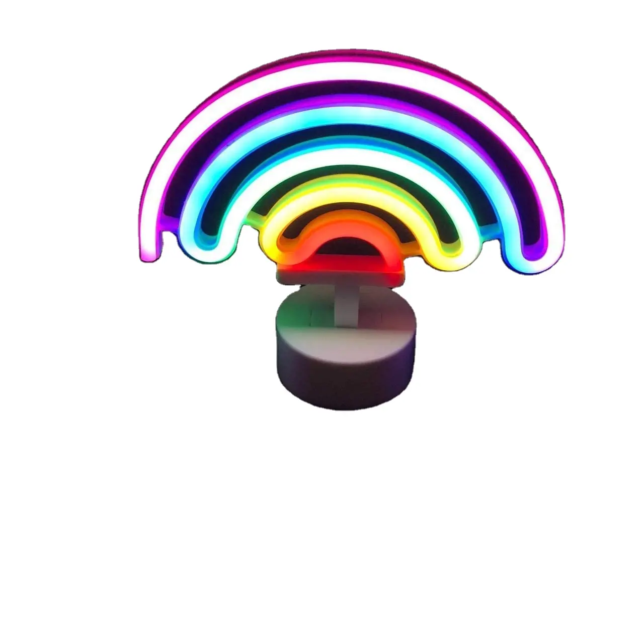Rainbow LED Em Forma de Neon Sign Decor Rainbow Rainbow Night Lights com Base de Luz Da Bateria Operado luzes de Néon para o Natal