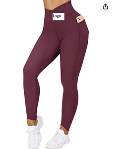 Women V Cross Waist Butt Lifting <b>Leggings</b> <b>With</b> <b>Pockets</b> High Waisted Yoga Pants Hot Selling Yoga Pants Whole Sale Stock - Product Image 5