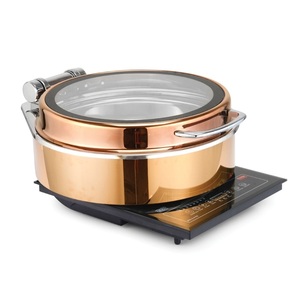 Último diseño Buffet para servir platos de frotamiento Almacenamiento de alimentos Forma redondeada Calentador de alimentos Plato de frotamiento para servir - Product Image 1