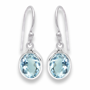Pendiente de Plata de Ley 925 con piedras preciosas de Topacio Azul, joyería romántica chapada en plata, pendiente de moda para regalo de boda para mujer - Product Image 1