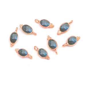 Labradorite — pendentif en or blanc, forme ovale, 4x6mm, or et argent Sterling, lunette fantaisie, breloque - Product Image 3