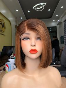 Peluca frontal ondulada con nudos Bleach, extensiones de cabello humano Remy vietnamita, súper doble densidad, encaje transparente Piano - Product Image 1