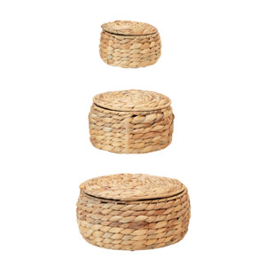 Meilleur Nouveautés 100% Naturel Ensemble de Jacinthe D'eau Panier De Rangement Avec Couvercle Couvercles De Vietnam - Product Image 1