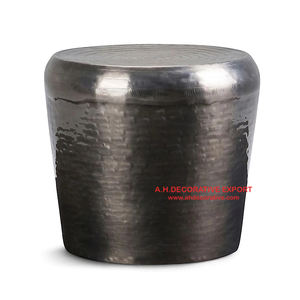 Table en métal Antique en cuivre, en aluminium, ronde, martelée à la main, Table d'appoint à tambour et Table basse - Product Image 5