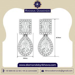 ต่างหูเพชรเม็ดเดี่ยวทองคำขาว14K ประดับเพชรเม็ดเดี่ยวเพชรธรรมชาติคุณภาพดี - Product Image 3