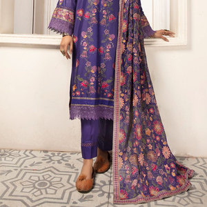 Traje de 3 Piezas con Estampado de Césped, Shalwar Kameez Pakistaní, Ropa Bordada Pakistaní de Marca Original, Colección de Diseñador - Product Image 3