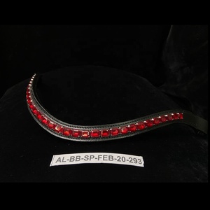 Venta Crystal Browband Cuero italiano Caballo Talabartería Durable Ecuestre Browband Logotipo personalizado Talabartería Caballo Ecuestre Browband - Product Image 2