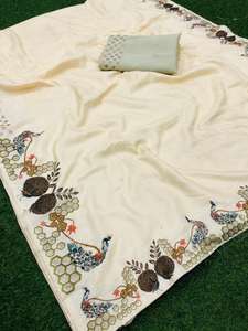 ชุดแต่งงานผ้าไหม vichitra เย็บปักผ้าโสร่งพร้อมเสื้อชิ้นผ้าอินเดียสำหรับผู้หญิง - Product Image 5