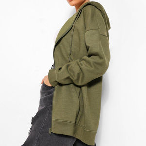 เสื้อมีฮู้ดมีซิปแฟชั่นสำหรับผู้หญิง, เสื้อกันหนาวถักแบบมีฮู้ดสำหรับผู้ชายทรงโอเวอร์ไซส์ - Product Image 1