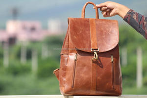 Real Handmade Vintage Crunch Leather <b>Backpack</b> Stylish Rucksack Bag - Product Image 3