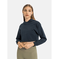 Jersey de seda ligero para mujer, Top deportivo, Sudadera con capucha corta con estampado de logotipo personalizado para entrenamiento de invierno, diseño informal de Fitness