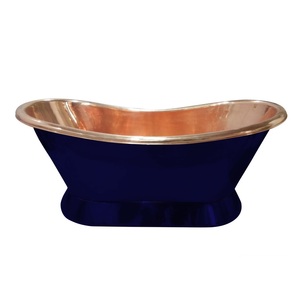 Baignoire design faite à la main en cuivre de luxe bleu forme personnalisée pour adultes vente en gros directe pour salles de bain de luxe - Product Image 1