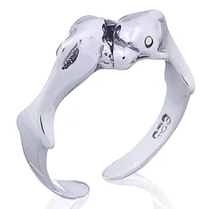 Dolphins Couple Love of the Sea 925 Silver Toe Ring Sterling Silver 925 Jewellery Adjustable Ring