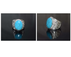 ธรรมชาติสีเขียวขุ่นอัญมณีเครื่องประดับชุบเงินตุรกีผู้ชายแหวนแต่งงาน - Product Image 1