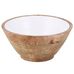 Cuenco de madera para ensalada con esmalte blanco, tazón de madera moderno para sopa, servidor personalizado para fruta, venta al por mayor - Product Image 2