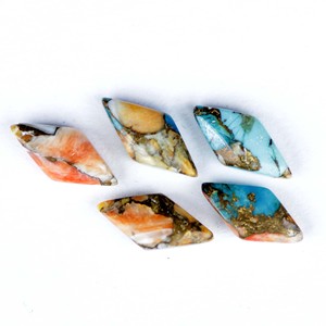 Turquesa Mohave, Cobre, Ostra, Cabujón, Corte DIY, Anillo, Pendiente, Colgante, Forma Mixta, Suelto, Sintético (Creado en Laboratorio), Tercera Piedra Preciosa - Product Image 5