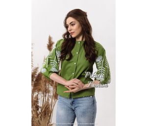 เสื้อลายใบไม้สำหรับผู้หญิง,เสื้อดีไซน์เนอร์แขนบอลลูนเสื้อผ้าคอตตอนระเบิดปักลายฤดูใบไม้ร่วง2022ผู้ค้าส่ง - Product Image 1