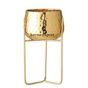 Maceta decorativa de Metal dorada y negra, maceta de forma redonda para el hogar, jardín, boda, fiesta, restaurante, decoración de suelo - Product Image 2