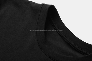 100% algodón señoras calidad de lujo hip hop slim fit niñas camisetas de secado rápido personalizado chenille bordado cuello redondo Camiseta negra - Product Image 3