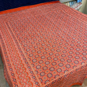 Ajrakh-colcha de algodón con estampado floral, colcha India hecha a mano - Product Image 1