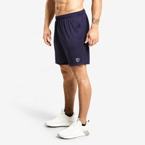 Pantalones cortos de entrenamiento de malla azul marino personalizados de poliéster 100% al por mayor para hombre pantalones cortos de gimnasio deportivos bordados de talla grande transpirables hasta la rodilla - Product Image 1