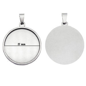 Colgante liso de Plata de Ley 925 con bisel, Gargantilla redonda de 27 MM, accesorios de joyería, venta al por mayor - Product Image 1