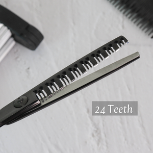 Ciseaux à effiler Eversharp, 32 dents, acier inoxydable 440C, pointe arrondie, manche long, pour droitiers, salon de coiffure professionnel - Product Image 6