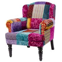 Nouvelle collection 2022 pour designers d'intérieur : Chaise Maharaja rembourrée au design traditionnel et moderne, pieds en bois, patchwork, pour salon