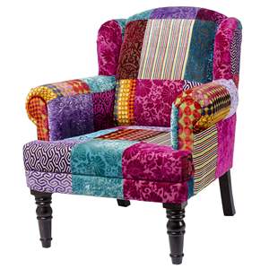 Nouvelle collection de designer d'intérieur 2022, fauteuil Maharaja rembourré avec pieds en bois, fauteuil en velours patchwork, meubles - Product Image 2