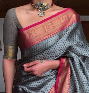 Sari jacquard di seta Banarasi con camicetta da donna indossano abiti da festa per donna festival quotidiano sari di seta di cotone morbido prezzo basso all'ingrosso