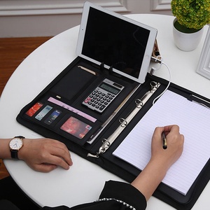 Máy Tính Bảng A4 A3 Kích Thước Giấy PU Da Padfolio Danh Mục Đầu Tư 3 O Ring Chất Kết Dính Tập Tin Thư Mục Với Dây Kéo Ngân Hàng Điện - Product Image 6