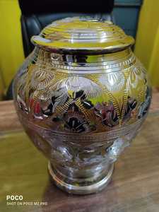 Extra <b>Large</b> Brass <b>Urn</b> with Golden Line CREMATION <b>URN</b> FUNERAL SUPPLIES - Product Image 6