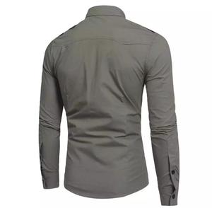 เสื้อเชิ้ตแขนยาวทางการสำหรับผู้ชายผ้าฝ้ายสีทึบมีกระเป๋าไม่ยืดปกเสื้อแบบเปิดลงขนาดปกติผ้าปอปลินขนาดพอดีตัวสำหรับผู้ชาย - Product Image 2