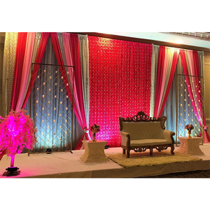 Customize Wedding Stage Backdrop <b>Curtains</b> Embroidered Wedding Sangeet Stage Backdrop Gujarati Wedding Mehndi Stage Backdrop - Product Image 1