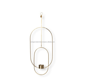 Bougeoir décoratif ovale en laiton fait à la main en métal support en bois élégant pour les mariages à la maison centres de table de modèle de noël - Product Image 1