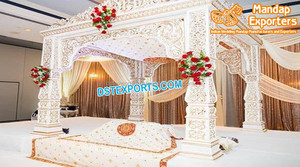 Mandap en fibre d'aspect bois pour mariage hindou, Exclusivité Royaume-Uni, Mandap en fibre pour mariage Gujarati, Mandap en fibre sculpté tendance pour mariage, Malaisie - Product Image 3