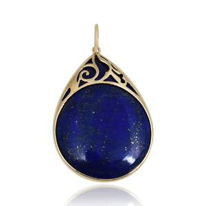 Pendentifs de luxe plaqué or 925 collier en argent sterling lapis collier pendentif en pierres précieuses pour les femmes - Product Image 1
