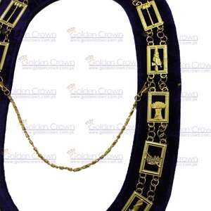 Collares de Cadena de la Orden Masónica de la Estrella de Oriente con Corona Dorada |   Collares de Cadena OES Modelo GC-001802 |   Proveedor de Collares Masónicos - Product Image 5