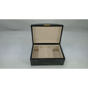 DAPHOCO Vietnam Origin Light Grey Lovy Color 0097 MDF Core Resin Faux Shagreen Brass <b>Lock</b> Jewellery <b>Box</b> - Product Image 5