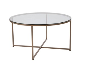 Modern Multifunctional Coffee <b>Table</b> with Tempered <b>Clear</b> Glass Top and Elegant Metal Frame for Living Room or Kids Room - Product Image 1