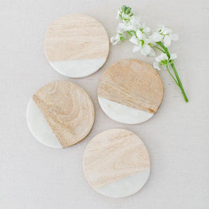 Posavasos de lujo de madera natural y mármol para bebidas Posavasos de mesa de material de pizarra de United Trade World para uso en la cocina - Product Image 5