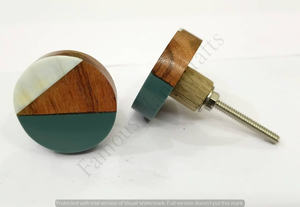 ลูกบิดไม้ดีไซน์สี่เหลี่ยมและทรงกลมทำจากเรซิ่นสำหรับตกแต่งลูกบิดและที่จับสำหรับเฟอร์นิเจอร์ทำด้วยมือ - Product Image 2