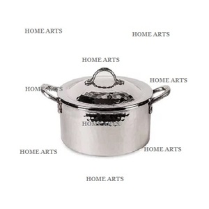 Plat de service alimentaire en acier inoxydable martelé, forme ronde, taille personnalisée, par Home Arts - Product Image 1