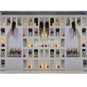 Royal Reception Stage Backdrop Candle Wall Beautiful Stage Setup with Candle Wall Backdrop Asian Wedding Dream Decor Candle Wall - Product Image 1