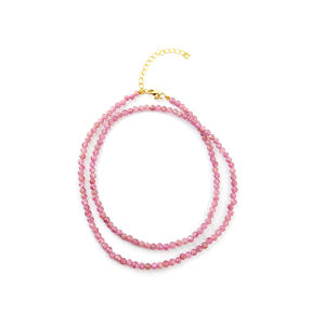 Collar de cuentas de turmalina rosa, cuentas facetadas - Product Image 3