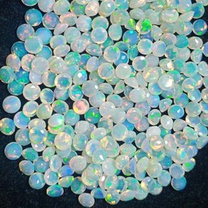 Gema de ópalo Natural Etíope para fabricación de joyas, Gema facetada de corte redondo calibrado, Tamaño 7x7mm, venta al por mayor - Product Image 4