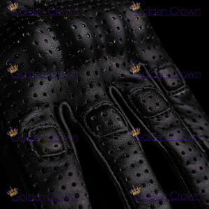 Leather Motorcycle Motorbike Perforated Vented Cruiser Gloves - Product Image 5